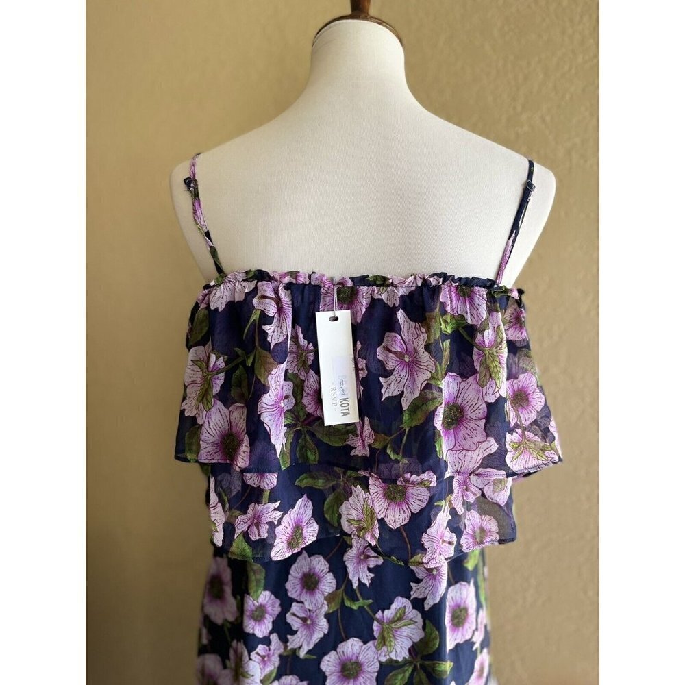 BB Dakota RSVP Womens Purple Floral Asymmetrical Yareen Dress size 2 - Picture 9 of 10